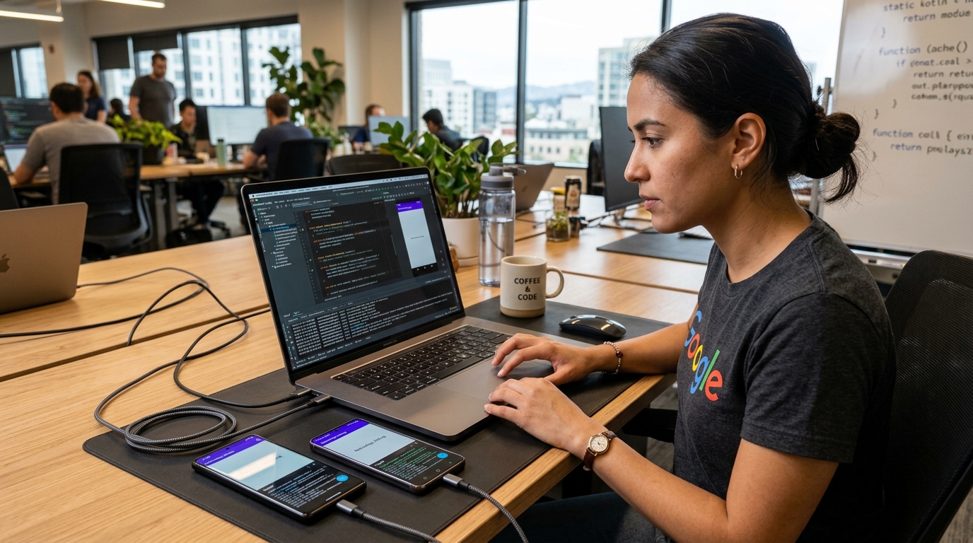 Android software engineer debugging native Kotlin app on Google Pixel and Samsung devices